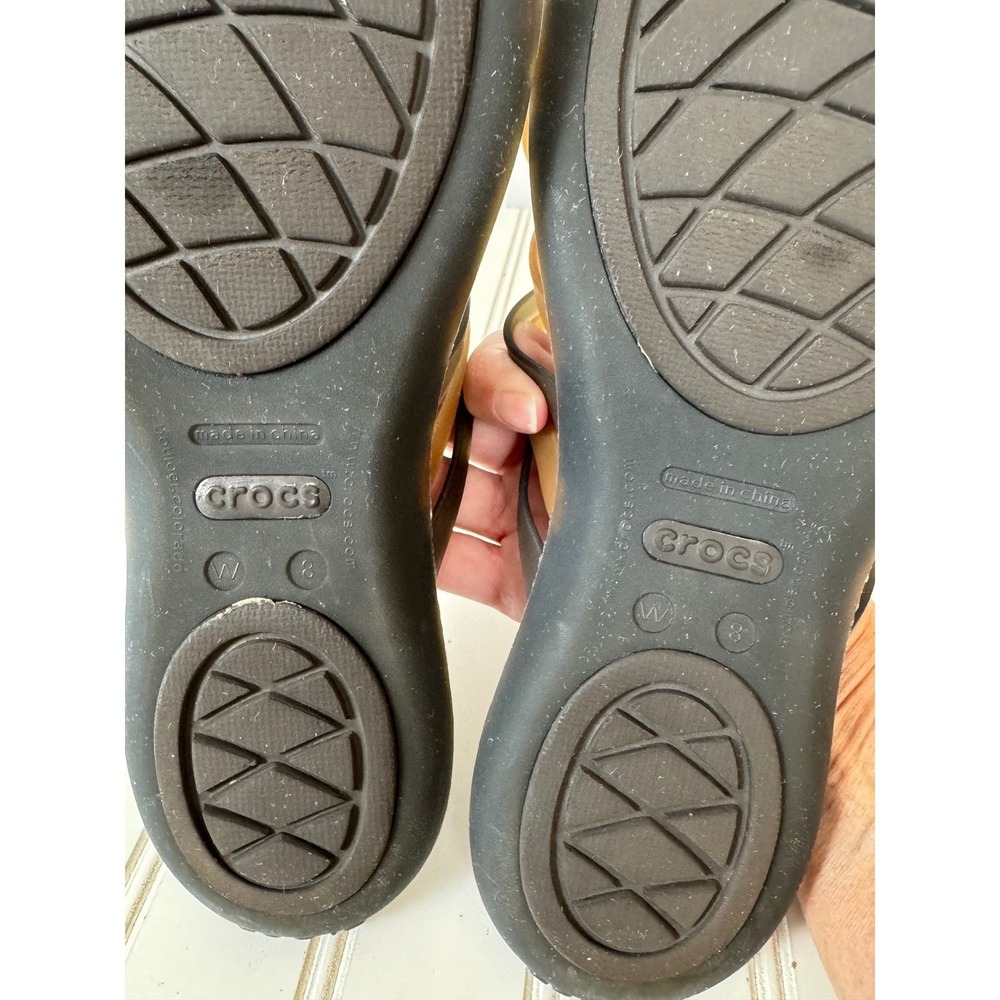 Crocs Hurache Strappy Flip Sandals Womens W8 Brown Bronze Lightweight Jelly - Picture 7 of 12